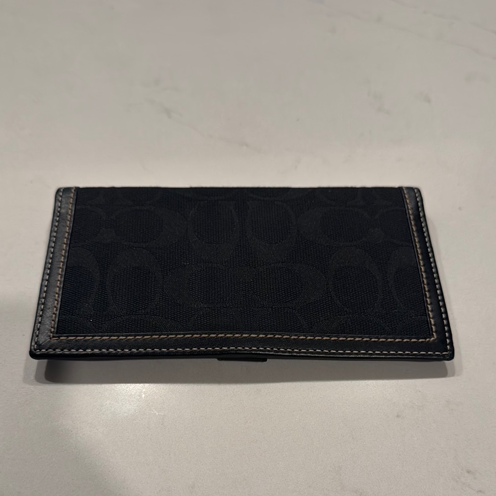 Never Used Black Signature Collection Black Canvas Coach Checkbook/Wallet